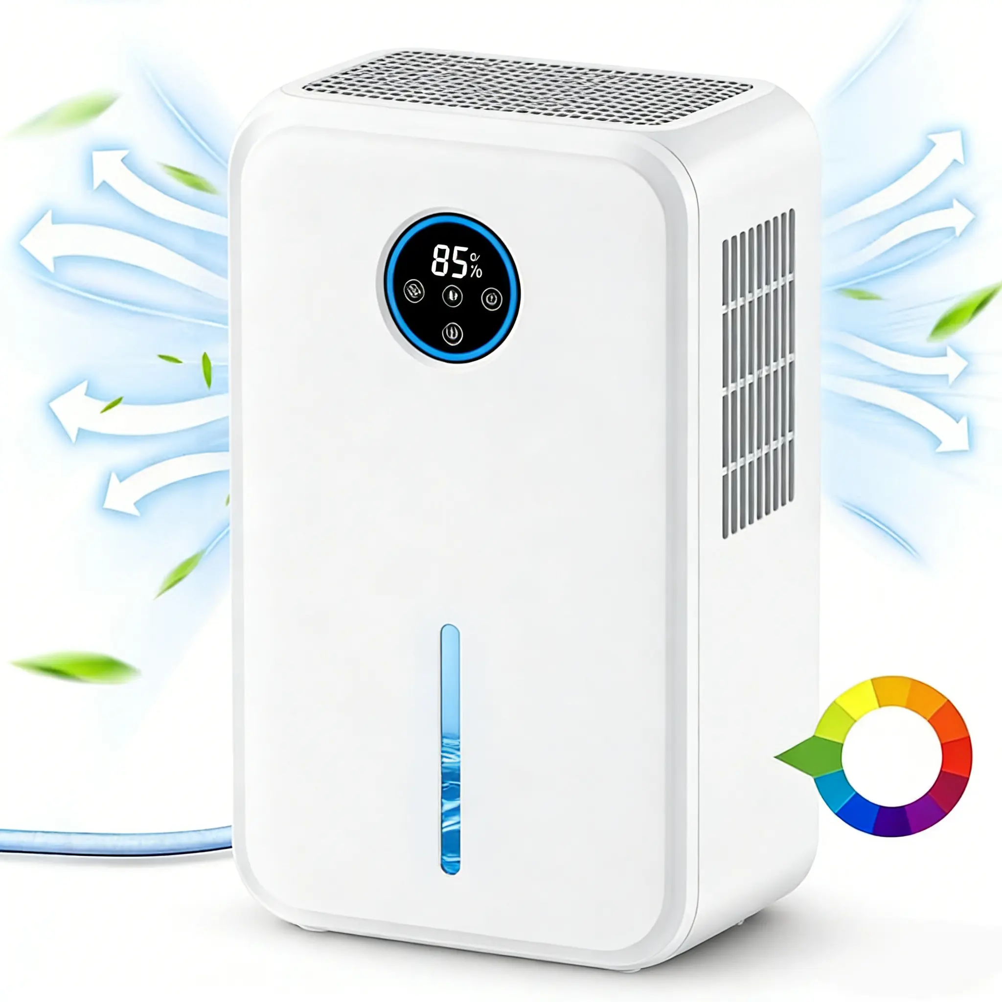 2.6L Home Dehumidifier with Quiet Fan, Automatic Safety Shut-Off, LED Display, Timer, Ideal for Basement, Living Room, Dehumidifier And Fan