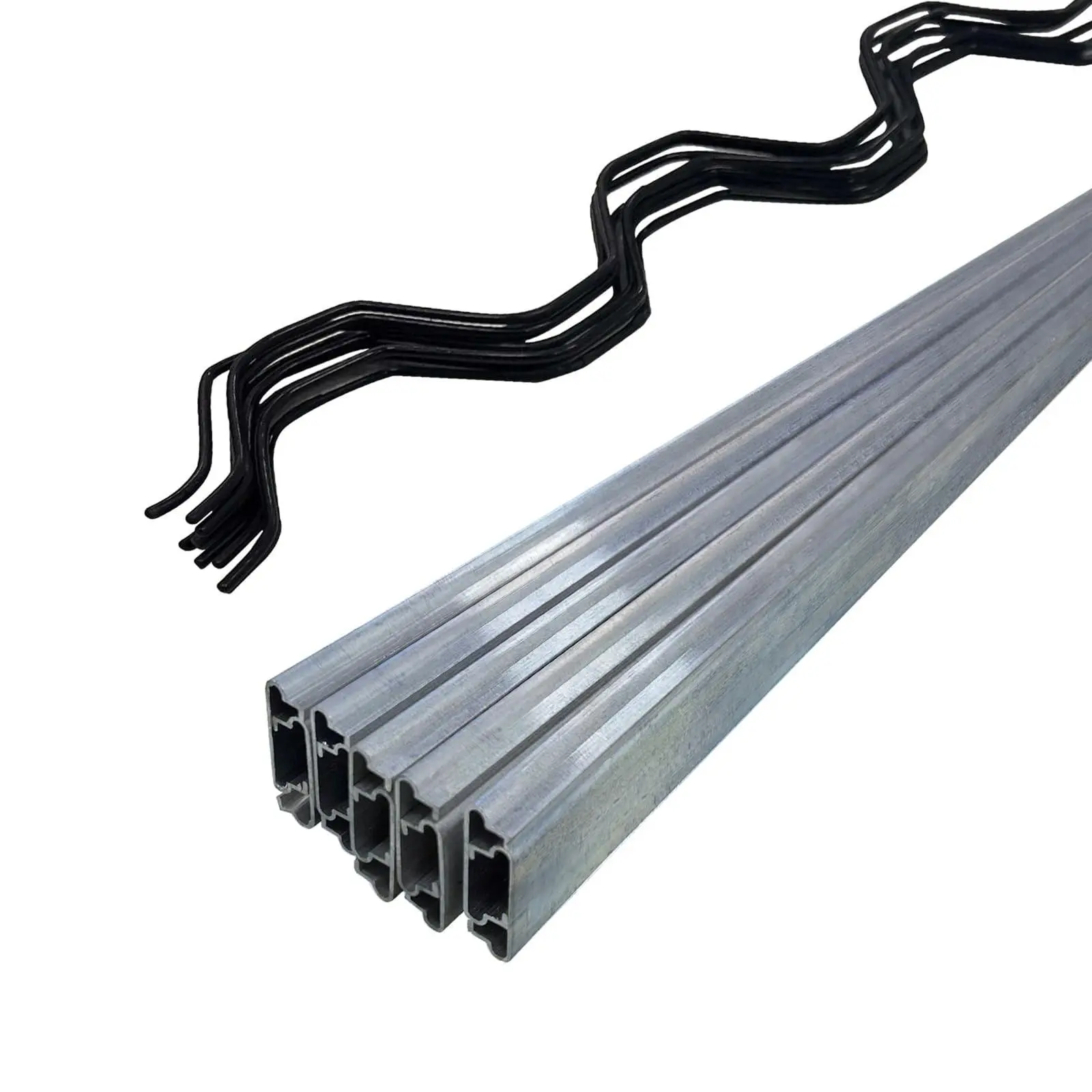 6.6 FT Greenhouse Lock Channel and Spring Wire,Galvanized Steel Lock Channel and PVC Coated Spring Wires for Fixing Greenhouse Plastic Cover,10 Set