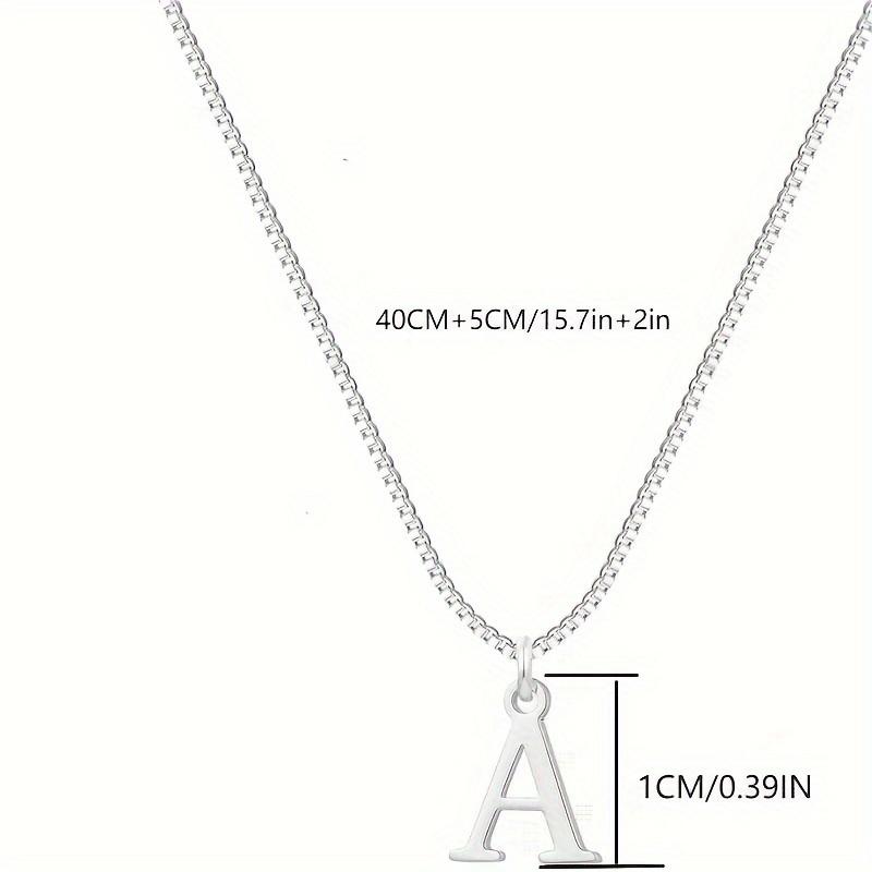 1-Pack 26 English Alphabet Silvery Letter Necklace for Women, s' Delicate Letter Pendant Name Necklace A-Z Gift