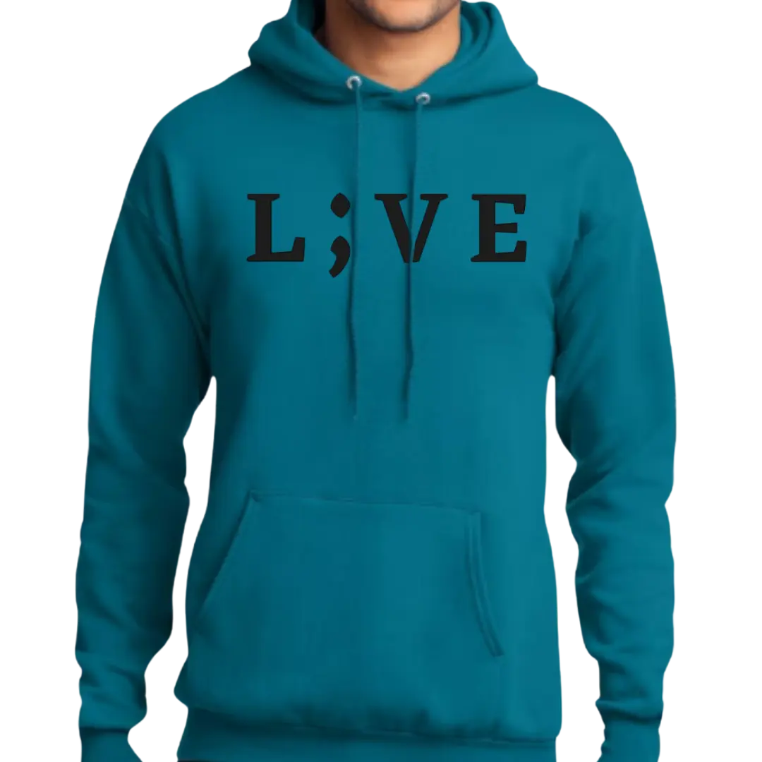 L;VE Unisex Fleece Pullover Hoodie Teal