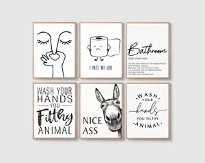 Black and white style bathroom wall decoration poster, extremely unpleasant smell, humorous wall artworks, bathroom wall decorations, interesting bathroom ornaments, toilet wall art