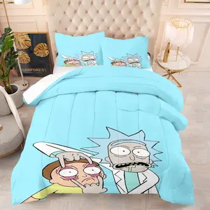 Rick and Morty Bedding Set, Soft Comfortable Durable, Includes 1 Blanket and 1 or 2 Pillowcases Without Pillows, Kids and Teens Bedroom Gift