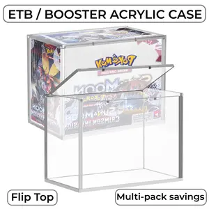 Acrylic Display Box for PKMN ETB Booster Box Collection TCG With Flip-Top Magnetic Lid Protector Case Box Stackable  Acrylic Case for PKMN TCG Booster Box ETB Trading Graded Game Anime Cards