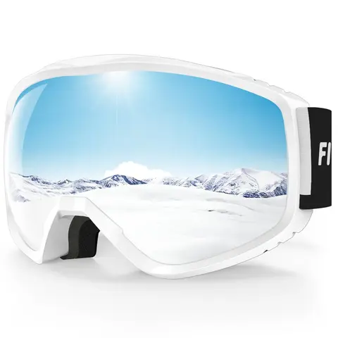 Findway Unisex Outdoor Ski Goggles for Adults - OTG Over Glasses, Helmet Compatibility, Panoramic Spherical UV-Protection Lens, Anti-Fog, Rubber Frame, Thermal Barrier, 2-Way Venting System, Wide View