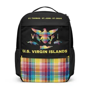 Virgin Islands Madras & Flag Fusion Backpack | Caribbean Pride Bag | 340 Cultural Travel Pack