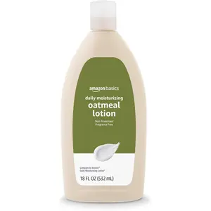 Amazon Basics Daily Oatmeal Body Lotion 18 FL OZ (Pack of 1) Fragrance-Free Non-Comedogenic Moisturizing Lotion with Colloidal Oatmeal for Dry Skin Relief