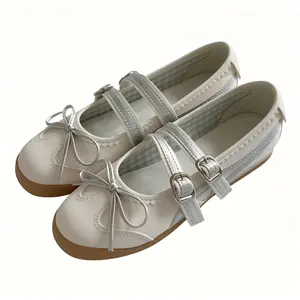 Ballet flats Round head flat bottom ballet shoes women's word with shallow mouth Mary Jane single shoes casual sports shoes outdoorfun flat shoes for women
