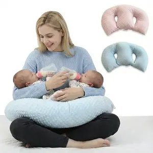 Hands-Free Nursing Pillow for Twin Babies Ergonomic Support Perfect for Breastfeeding & Bottle-Feeding Adjustable Height Design Comfortable for Both