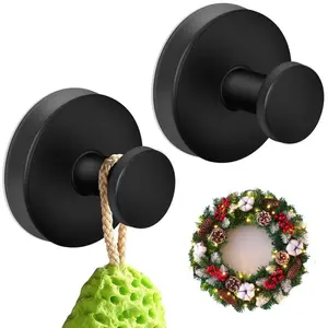 2 Packs Suction Cup Hooks for Shower, Bathroom, Kitchen, Glass Door, Mirror, Tile – Loofah, Towel, Coat, Bath Robe Hook Holder for Hanging up to 15 lbs Gold Color, Black, Silver Gifts for Christmas