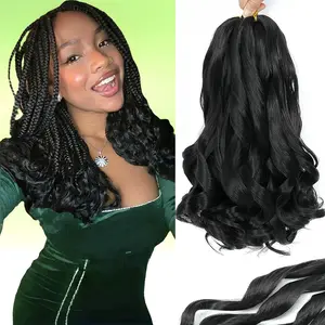 Curl Braiding Hair 14 Inch Curly Braiding Hair 8 Packs Pre Stretched Bouncy Loose Wave  Curls Crochet Braids for Black Women (1B, 14 inch)