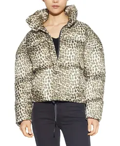 Apparis Women's Jackie Tan Leopard Print Puffer Jacket Coat