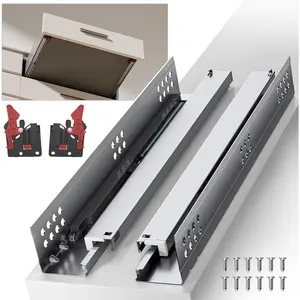 10 12 14 16 18 20 22 24 Inch Bottom Mount Soft Close Drawer Slides Full Extension Concealed Rails Track 100 lb Load Capacity 1 Pair (Soft Close Without Bracket, 18 Inch (450 mm))