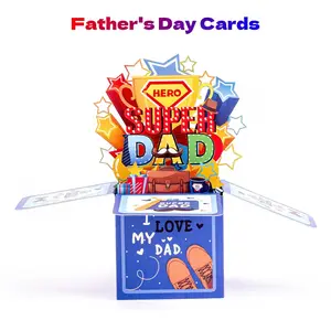 Father's Day Greeting Card, 3D Embossed Box Card with Envelope, Heartfelt Gift for Dad, Husband, Father, Perfect Holiday Present