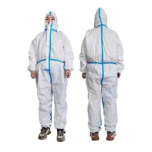 3-Piece Disposable Sf Dustproof Coverall, Thick Non-Woven Fabric, Hooded Zipper Design, Elastic Cuffs, Breathable Wear-Resistant