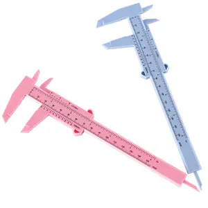 Eyebrow Measuring Ruler, Brow Mapping Tool, Mini Vernier Caliper Double Scale, Plastic Sliding Gauge Ruler for Micro Blading Eyebrow Tattoo Brow Artists (2 Pack, Pink & Blue)