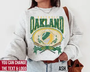 Oakland Baseball Sweatshirt Oakland Baseball Shirt Vintage Style Oakland Baseball Sweatshirt Oakland Baseball Gift Baseball Game Day Streetwear Womenswear Basic Hoodie Sweaters Tops Underwear Comfort Casual Crewneck Long Sleeve Round Neck