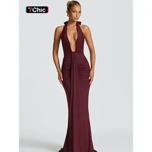 Women's Backless Bodycon Dress, Elegant Solid Color Sleeveless Dress, Ladies Summer Clothes, Elegant Evening Gown