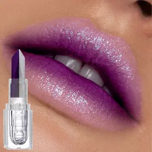 2-in-1 Two Tone Gradient Pearl Fine Shining Lipstick Purple Silver Shining Pearl Lip Gloss Mermaid Ji Non Fading Mouth Red Lip Glaze Makeup Perfect Makeup
