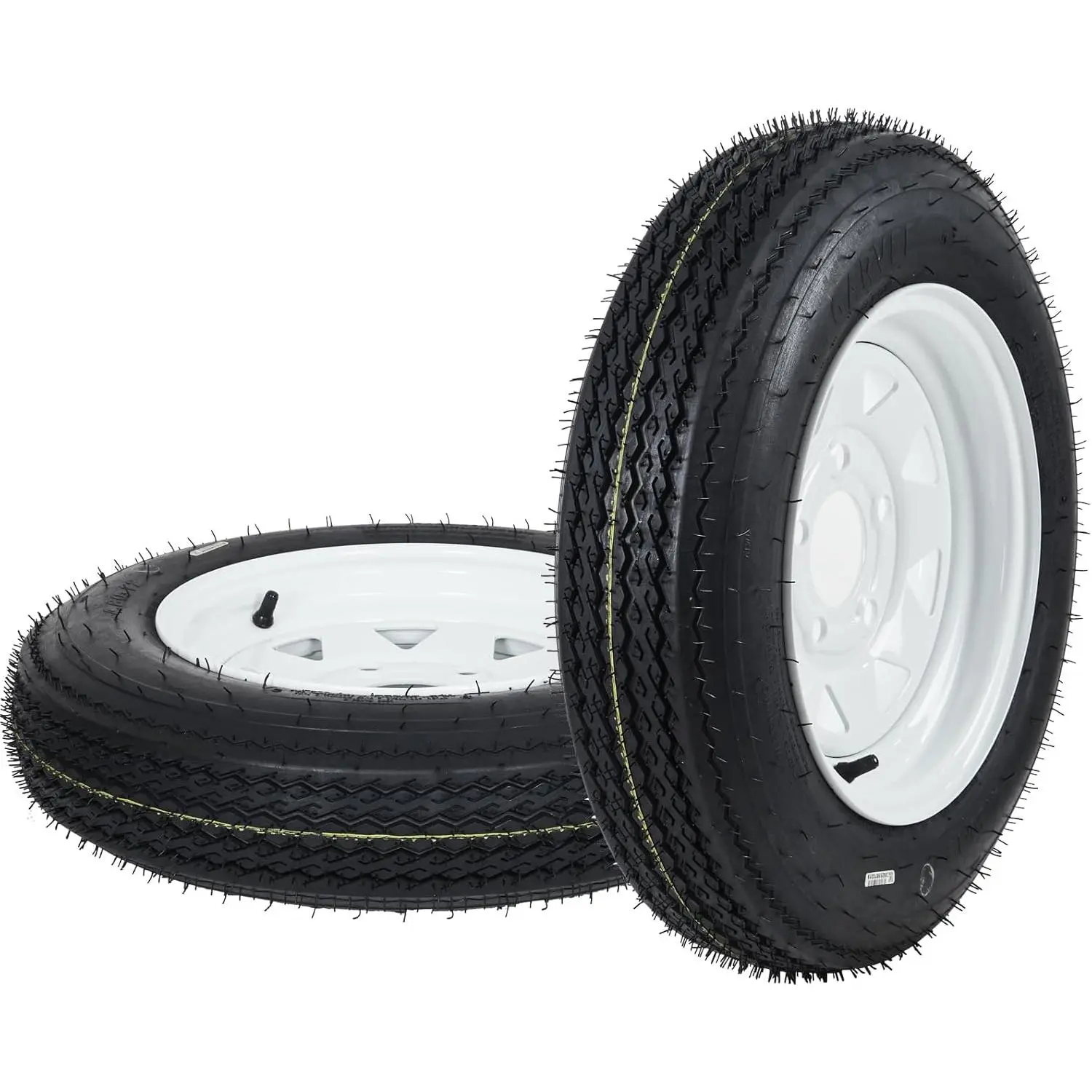 New Upgraded 2pcs 5.30-12 Trailer Tire & Wheel Assembly, 6-Ply Load Range C, 82N, 5-Lug 4.5" PCD, White Spoke Rim