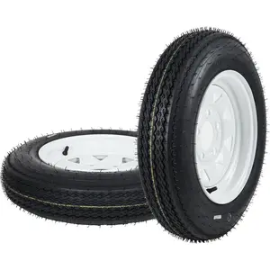 New Upgraded 2pcs 5.30-12 Trailer Tire & Wheel Assembly, 6-Ply Load Range C, 82N, 5-Lug 4.5" PCD, White Spoke Rim