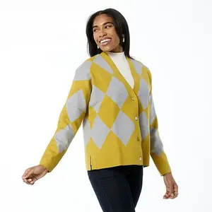 MarlaWynne WynneLayers SoftKNIT Diamond Jacquard Knit Cardigan