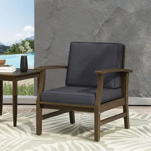 PERLA Club Chair – Acacia Wood Outdoor Patio Armchair, Durable Hardwood Frame with Slat Panel Design, Modern and Comfortable Lounge Seating for Backyard, Garden or Deck