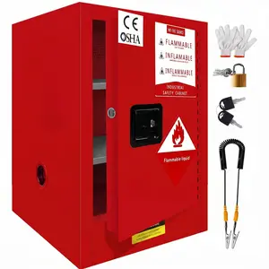 4-30 Gallon Flammable Safety Cabinet, 23" x 18.11" x 18.11" Fireproof Steel Storage Cabinet with Adjustable Shelf & Leak-Proof Sump, Hazardous Chemical, Paint & Solvent Storage for Garage, Workshop, Warehouse & Laboratory