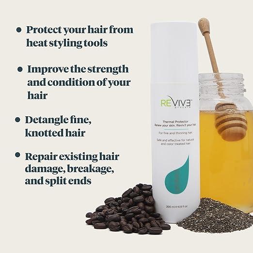 Revive Thermal Hair Protector Spray – UV Hair Protection Spray to Restore Vitality – Paraben Free Heat Protectant Hairspray for Hair Dryer – UV Protectant Spray for Natural & Colored Hair