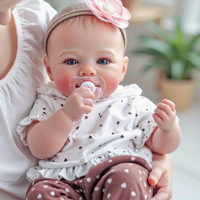 Reborn Baby Dolls 18 Inch Soft Cloth Body Realistic Baby Doll Girl Lovely Painted Hair Girl Doll Handmade Real Life Baby Dolls with Feeding Accessories for Kids Ages 3+