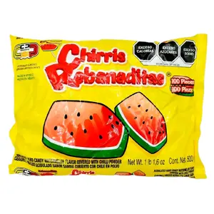 CHIRRIS REBANADITAS - Acidulated Hard Candy Watermelon Flavor Covered With Chili Powder / 100 Pieces Bag /