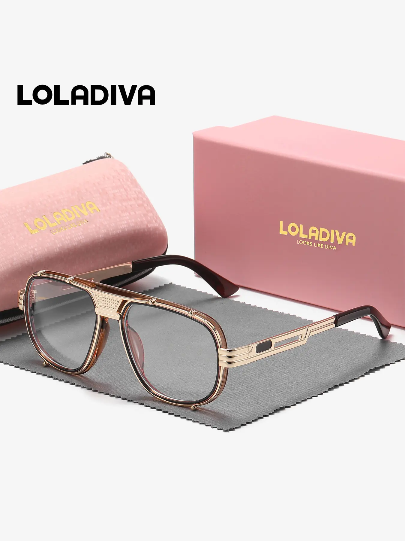 LOLADIVA 1 Pair Unisex Urban Style Full Frame Plano Glasses Modern Interpretation Frog Frame Plano Glasses Trendy Square Frames Fashion Eyeglasses Fashion Eyewear