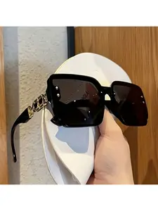 1 Pair of Stylish Women'S Oversized Gradient Glasses - Designer Plastic Frame, Large Square Shield Style, Sparkling Accents, Perfect for Driving and Activities, Fashion Accessory|Gradient Lenses | Trendy Design