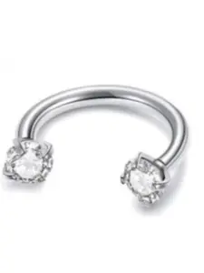 18G(1.0mm) 8mm Horseshoe Nose Hoop Internally Threaded Gems Nose Ring with Free Ball Holder