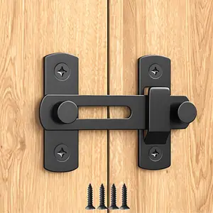 Barn Door Lock, Sliding Door Lock Hardware, Carbon Steel Door Latches for Cabinet, Closet, Window Door, Black