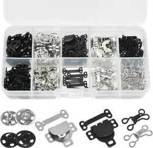 100 Pairs 3 Styles Skirt Hooks and Eyes Hook Closures, Sewing Snaps Fasteners Press Studs Clothing Fixing Hook Sewing Hook and Eye Latch or Skirt Dress Bra Sewing DIY Crafting