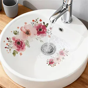Waterproof Floral Wall Decals, Self-Adhesive Removable Decorative Bathroom Stickers, Modern Minimalist Flower Wall Art for Home Decor