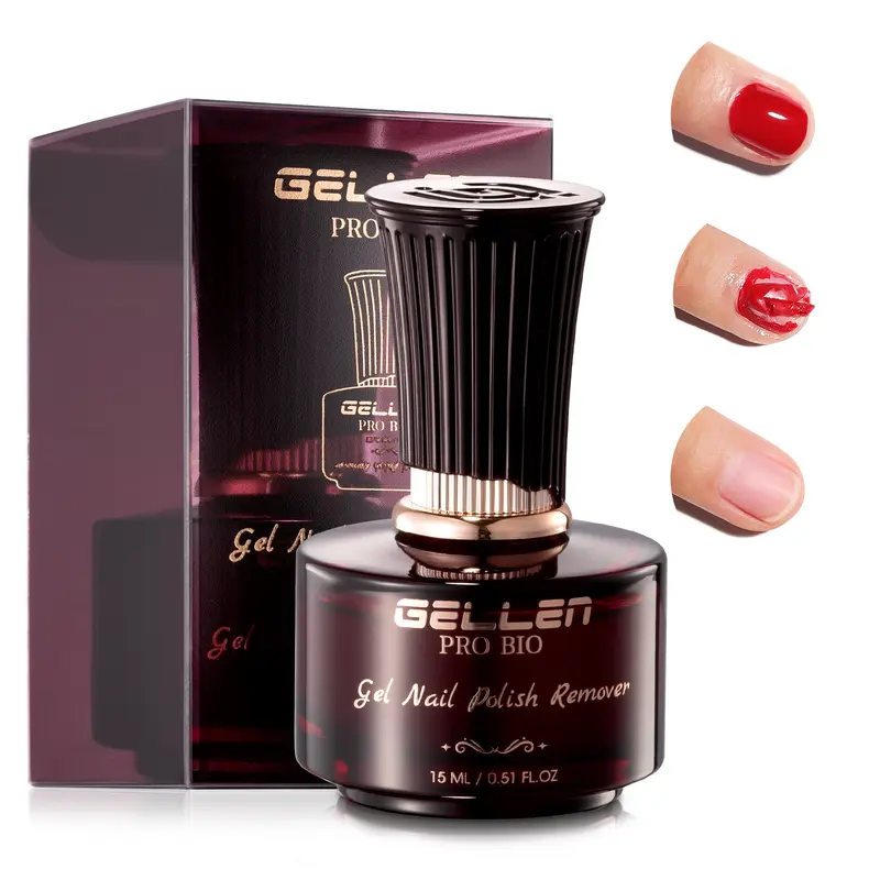 Upgrade Pro Bio Gel Nail Polish Remover Bottle - 15ml Gentle, Acetone-Free Nail Care Oil Kit for Professional Manicure Use, 5-10 Minute Easy Removal