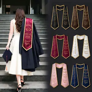 Personalized Graduation Stole Custom Major Sash Printed Name Class of 2026 Glitter Trim Graduation Sash College Graduate Gift Any Degree