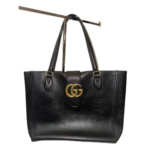 Pre-owned Leather Tote Bags Black Structured Tote Bag – Everyday Carryall Handbag for Work & Casual Use