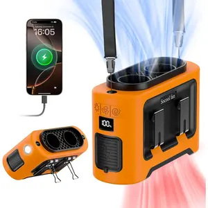 Socool 14500mah portable waist fan clip on wearable belt shirt fan 5 speeds with dual air outlet flashlight personal hanging neck fans battery operated rechargeable 40h cooling for camping jobsite