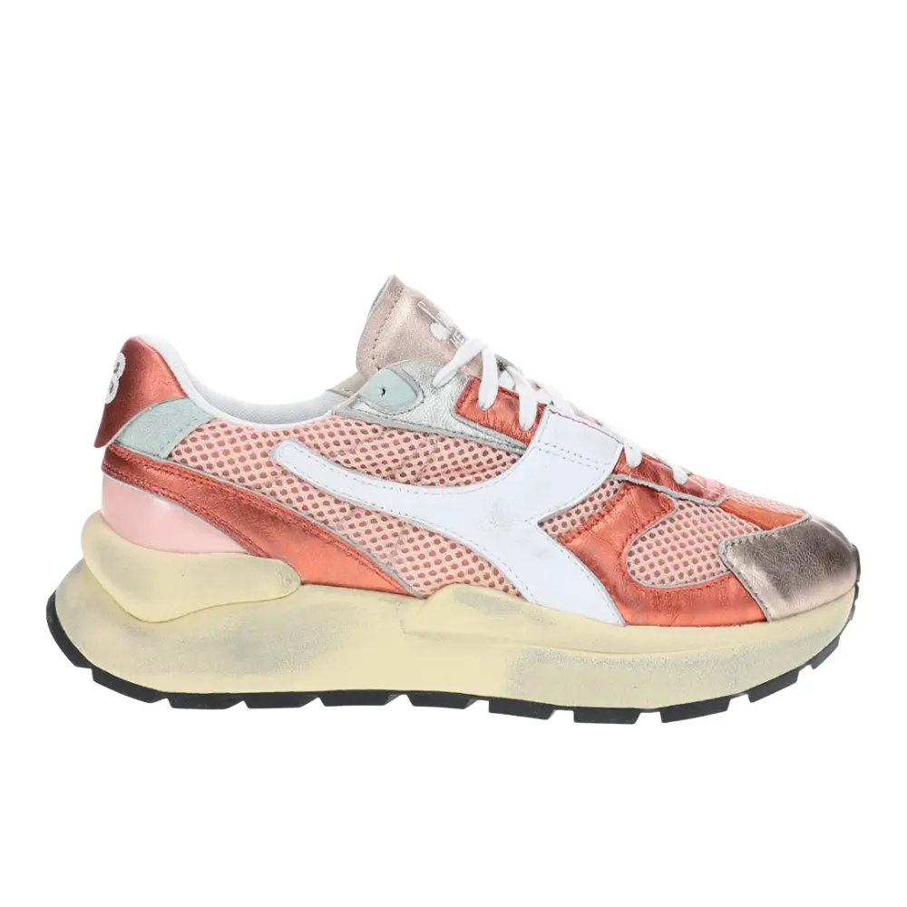 diadora Womens Mercury Elite Lam Used Metallic Lace Up Sneakers Shoes Casual - Red
