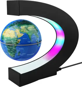 Magnetic Levitating Globe with LED Light | Floating World Map Desk Decor | Cool Gift for Men, Boss, Graduation