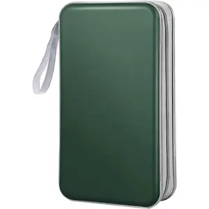 CD Case Wallet, 80 Capacity DVD VCD Media Blu-ray Case Wallet Holder Storage Organizer (Dark Green)