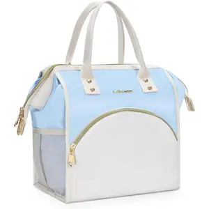 LOKASS Lunch Bag  Insulated Lunch Box, Wide-Open Lunch Tote Bag Leak-proof Cooler Bag for Work Picnic-（Sky Blue）
