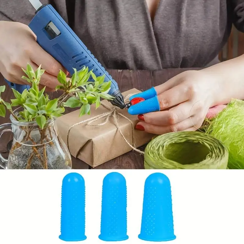 3pcs Hot Glue Gun Finger Protectors, Silicone Finger Protectors, Finger Protectors, Finger Protectors For Hot Glue, Silicone Thimble, Hot Glue Finger Protectors, Finger Guard, Suitable For Hot Glue Guns, Wax, Adhesive, Scrapbooking, DIY And Sewing