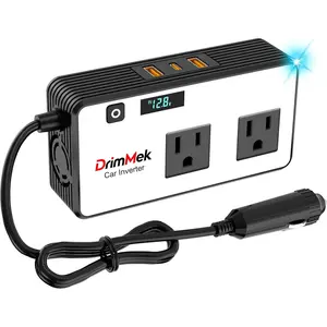 200W Car Power Inverter, Car Plug Adapter Outlet 12V to 110V Converter with 24W USB Fast Charging Port, Dual AC Outlet for Laptop, Vehicles, Camping (LED Display)