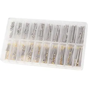 200Pcs Watch Band Pins Kit, 10-28mm Length Watch Link Pins, 1.3mm Width Watch Lug Screw Pins, Stainless Tube Friction Pins with Box for Strap Connecting