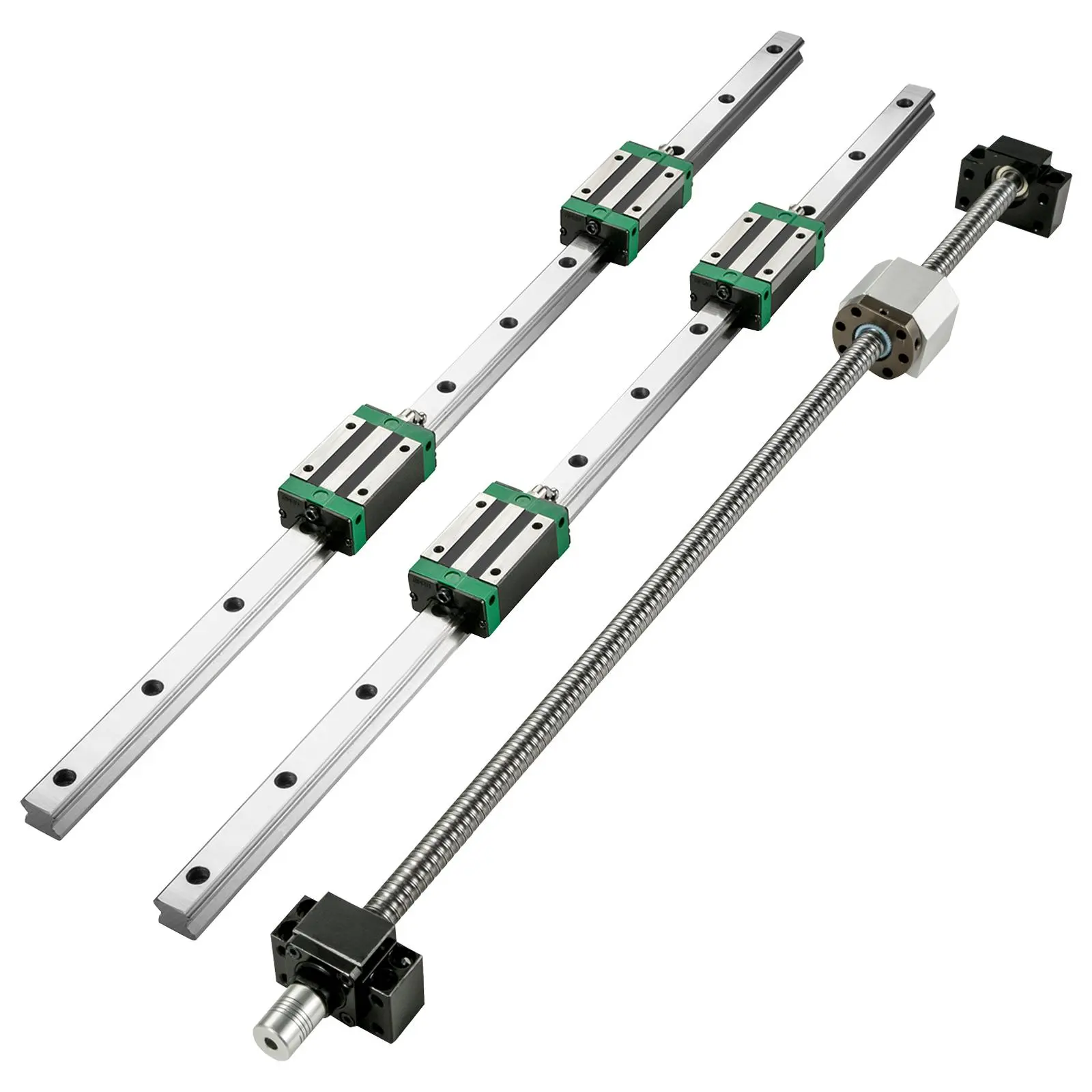 【Summerfinds】VEVOR Linear Guide Rail 2Pcs HGR20-1500mm Linear Slide Rail with 1Pcs RM1605-1500mm Ballscrew with BF12/BK12 Kit Linear Slide Rail Guide Rail Square for DIY CNC Routers Lathes Mills