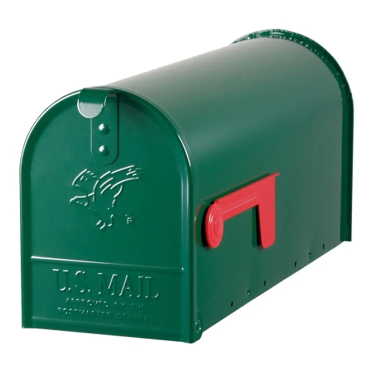 212 MAIN Premium Green Steel Mailbox - Pre-Assembled Door Hardware Accessory with Embossed Eagle Design