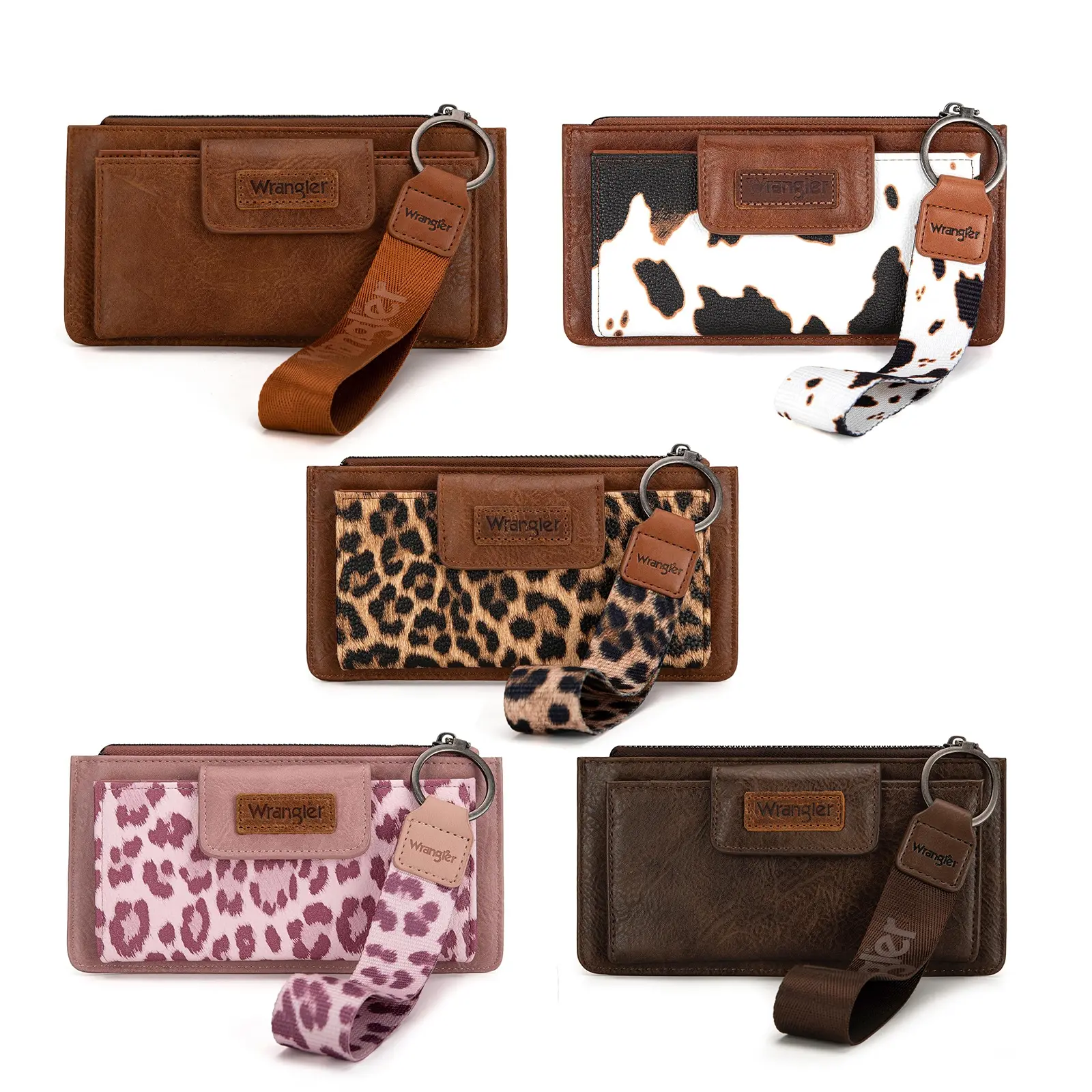 Wrangler Wristlet Wallet with Double Layer Credit Card Holder and Zipper